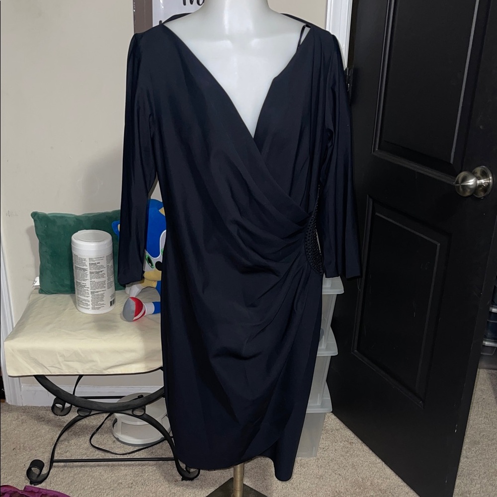 Alex Evenings Navy Long Sleeve Dress